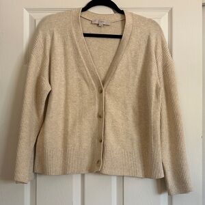LOFT Women's Beige Button-Up Cardigan